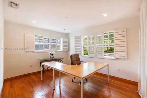 a workspace with table and a window