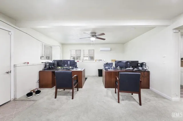 a view of a garage with furniture