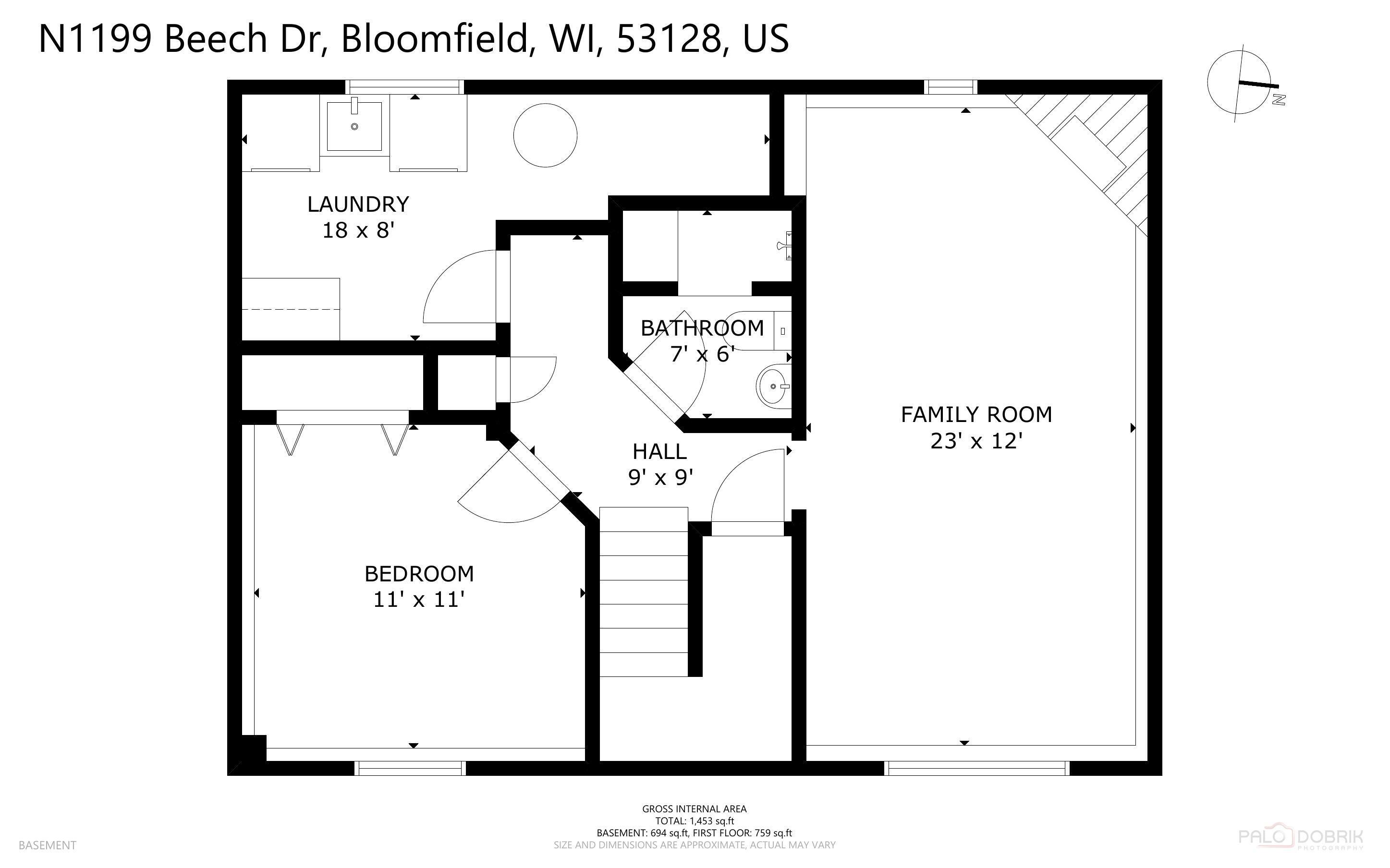 N1199 Beech Road Bloomfield, WI 53128 - Photo 25 of 26 Lower Level Floor Plan