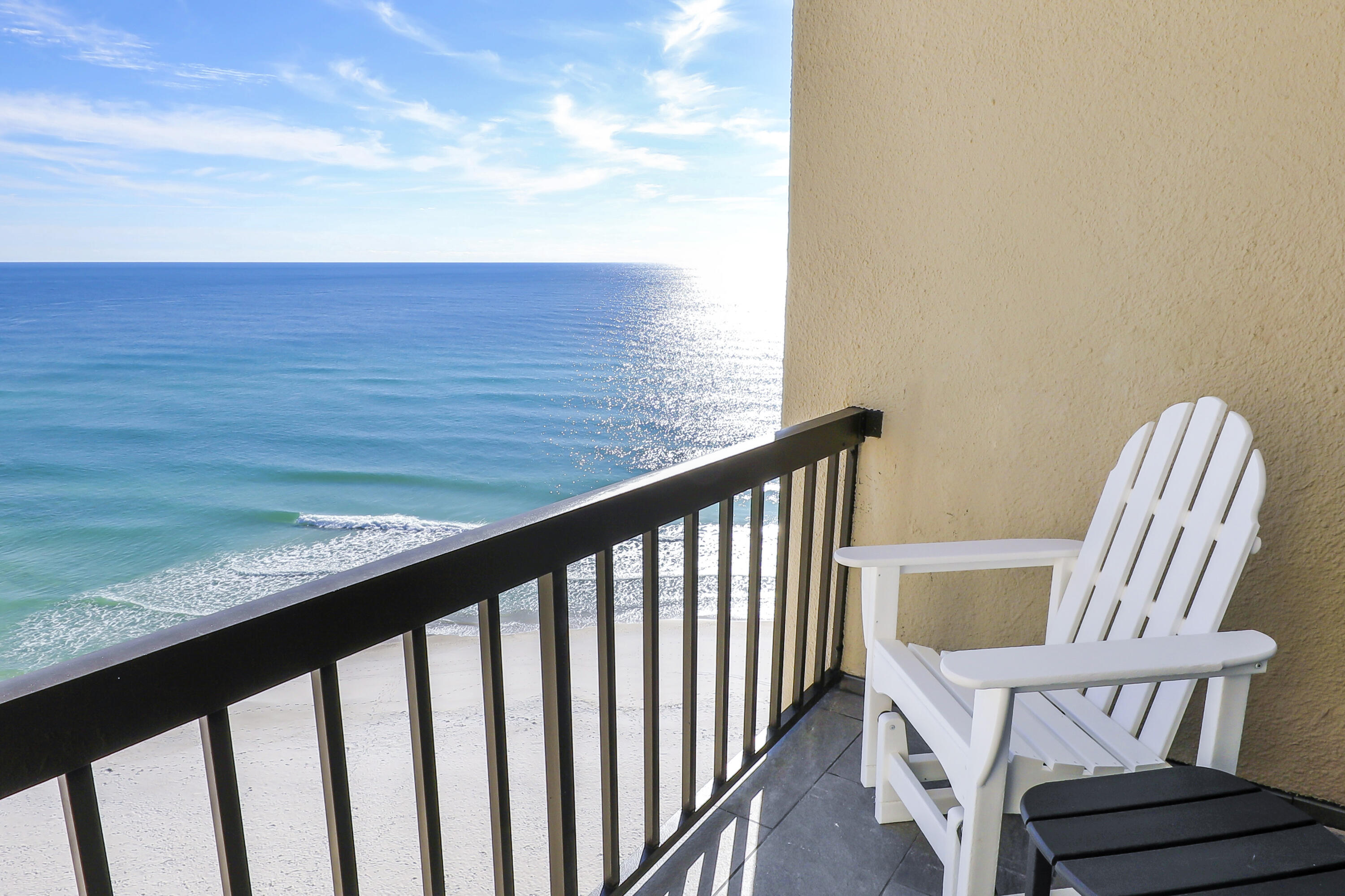 23223 Front Beach Road, Unit A122 Panama City Beach, FL 32413 - Photo 12 of 45 a view of balcony with wooden floor and seating space