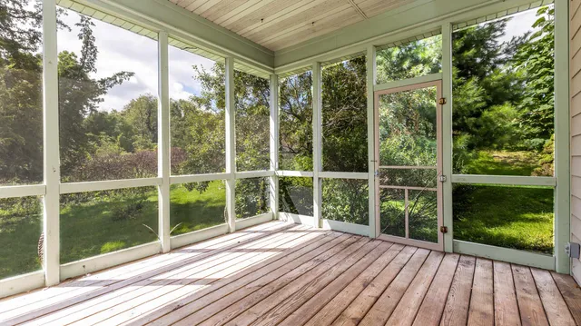 a view of a wooden deck