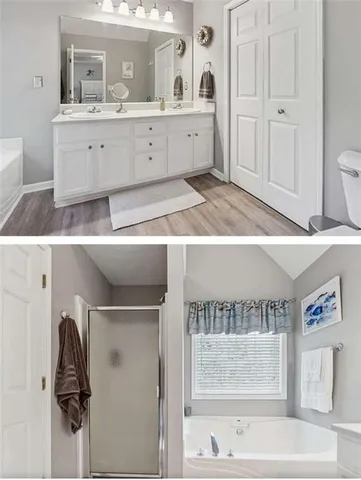 a bedroom with a bed and large window