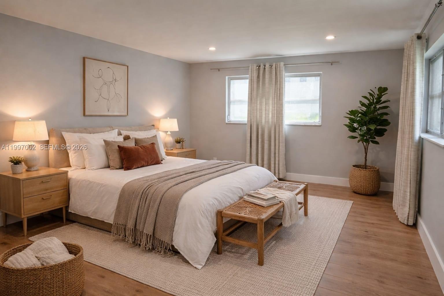 2980 Riverside Drive, Unit 1253 Coral Springs, FL 33065 - Photo 6 of 18 a spacious bedroom with a bed and potted plant