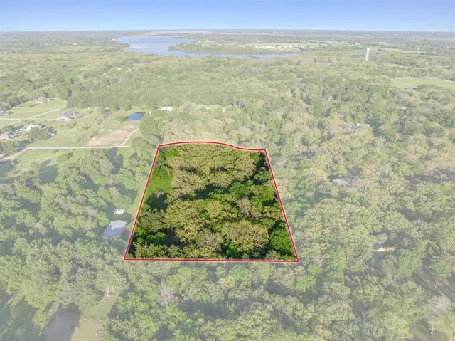 a view of a city with lush green forest