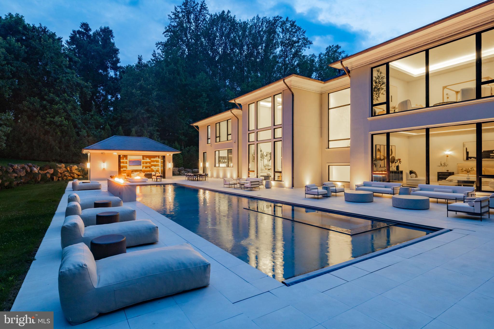 6501 Bright Mountain Road McLean, VA 22101 - Photo 48 of 50 Twilight perspective view of the pool terrace