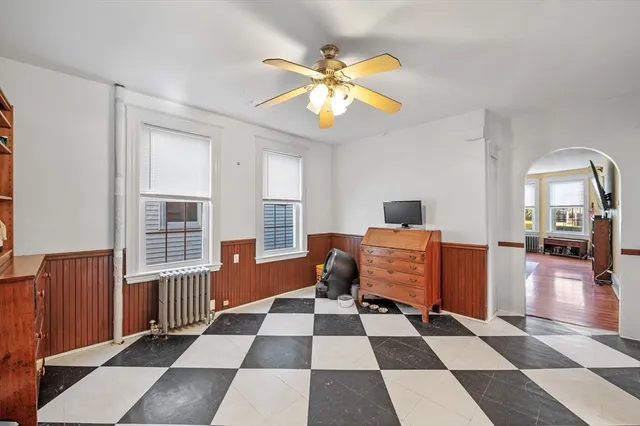 a view of an empty walk in closet