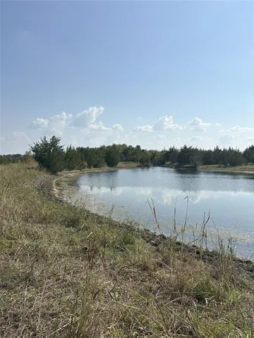 a view of a lake from a yard
