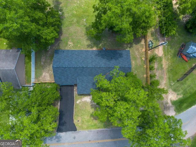 an aerial view of a house