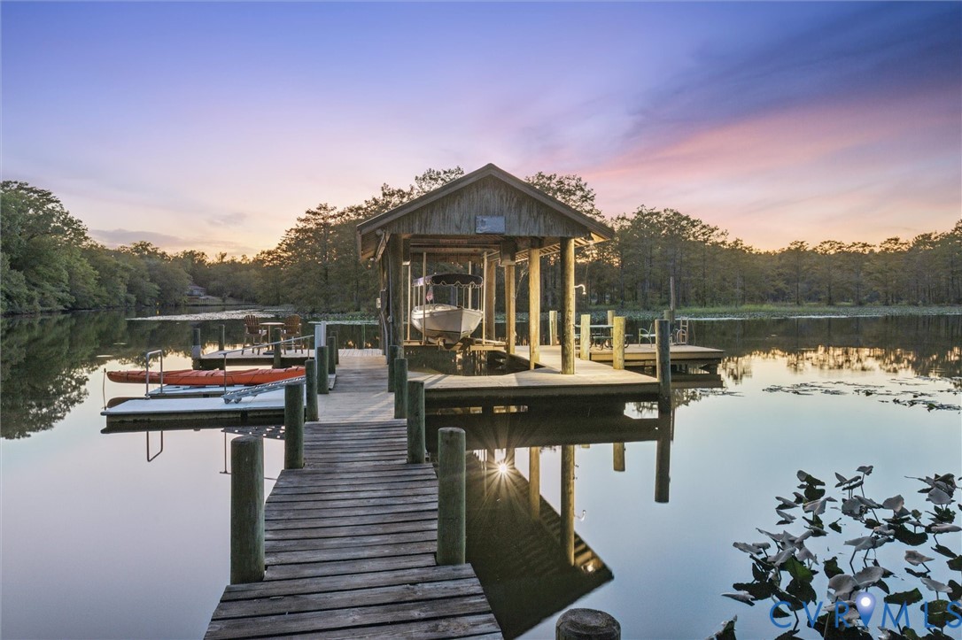 720 Arlington Island Road Lanexa, VA 23089 - Photo 4 of 50 Dock area featuring a water view and boat lift