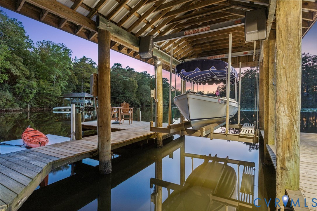 720 Arlington Island Road Lanexa, VA 23089 - Photo 6 of 50 Dock featuring boat lift and a water view