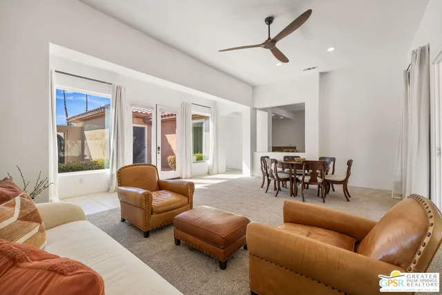 a view of balcony with furniture
