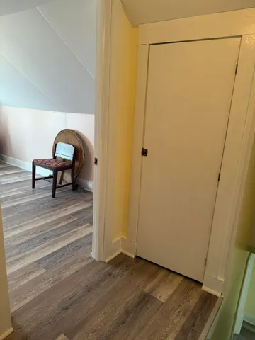 a view of a back yard from a hallway