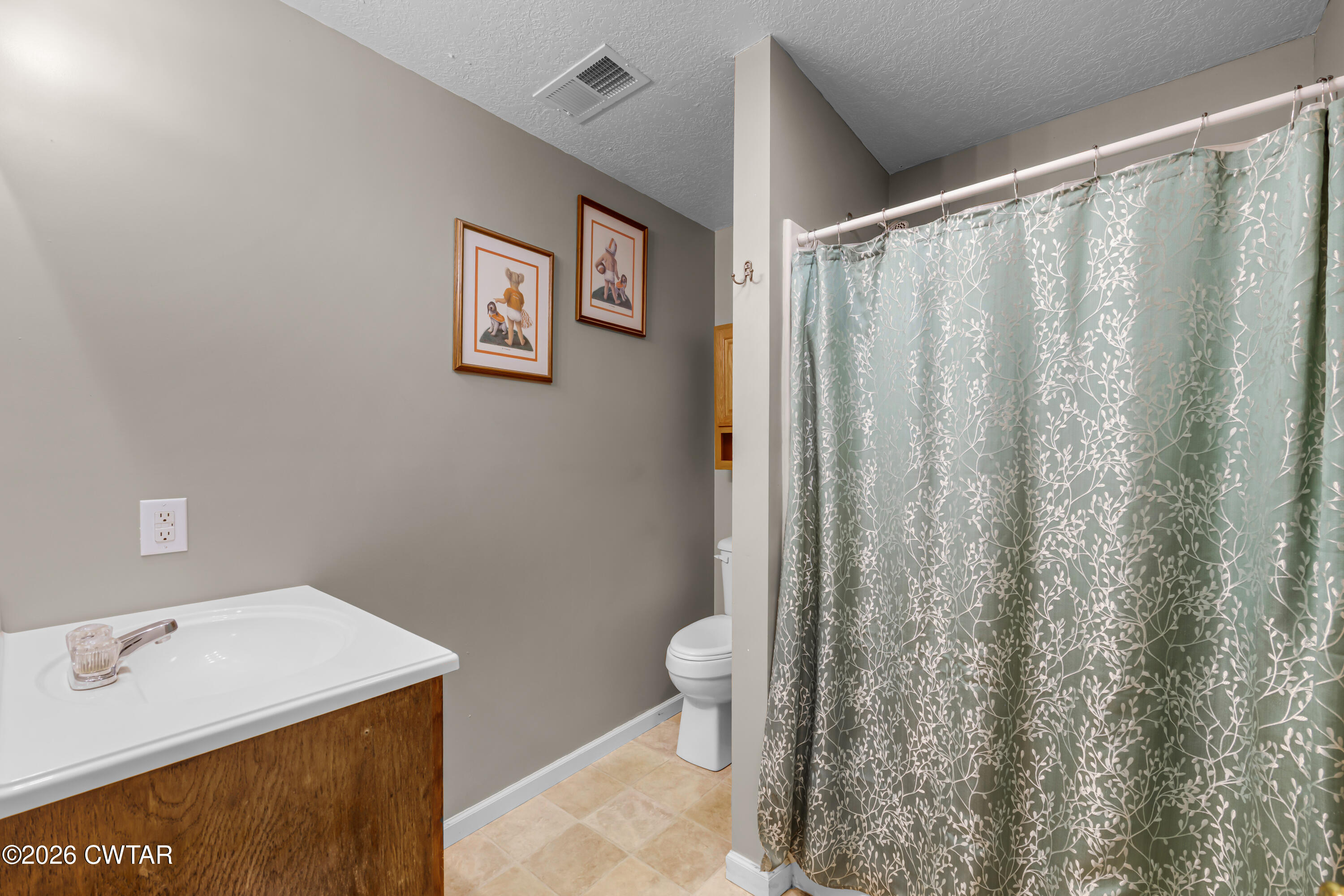 67 Robert Crocker Road Bradford, TN 38316 - Photo 12 of 20 a bathroom with a shower curtain and a toilet
