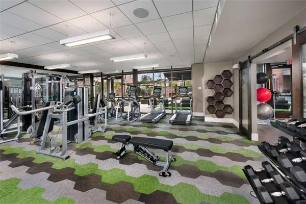 a view of a room with gym equipment