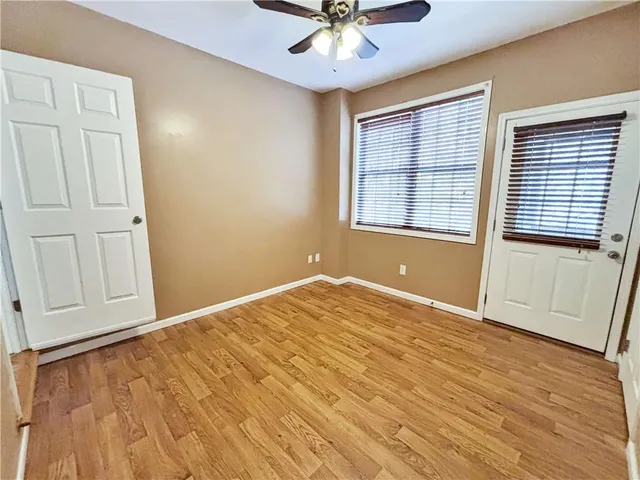 a view of a room with racks on the wall