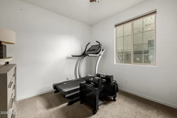 a room with gym equipment