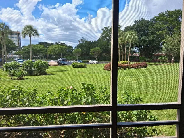 a view of a garden from a window