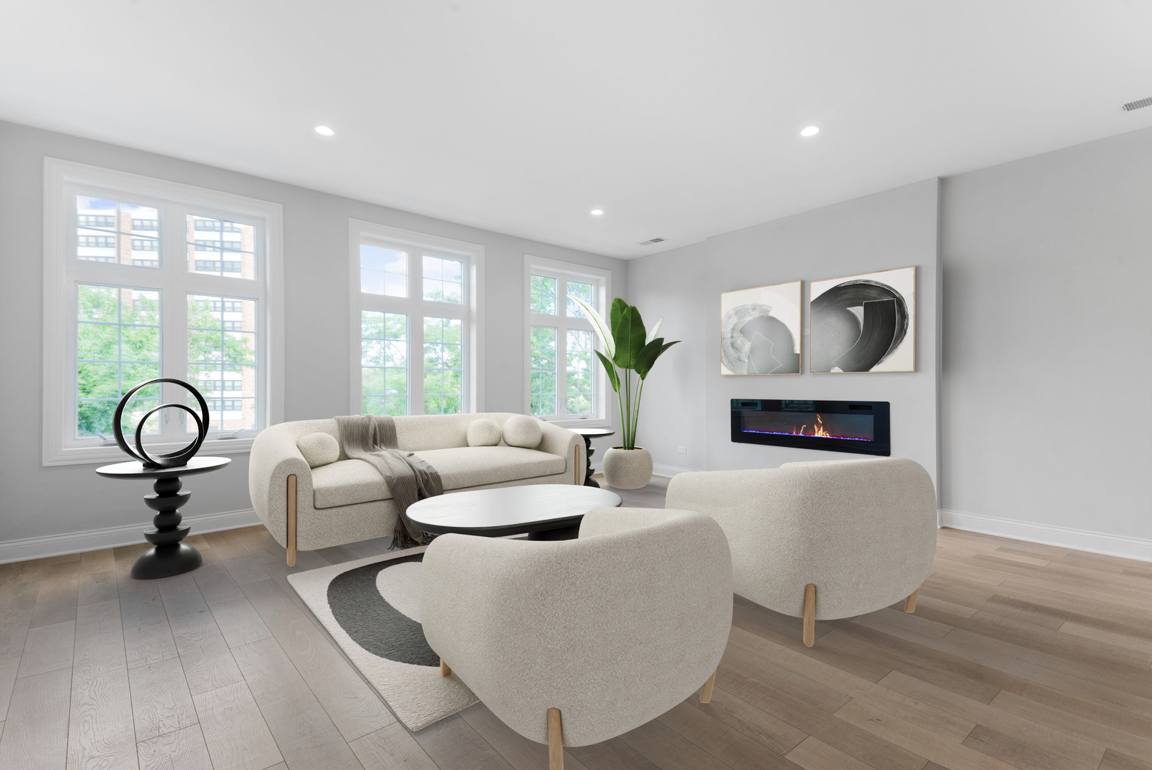 4027 South Vincennes Avenue, Unit 2 Chicago, IL 60653 - Photo 2 of 19 a living room with furniture and a fireplace