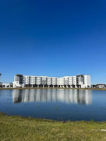 a view of a ocean with building