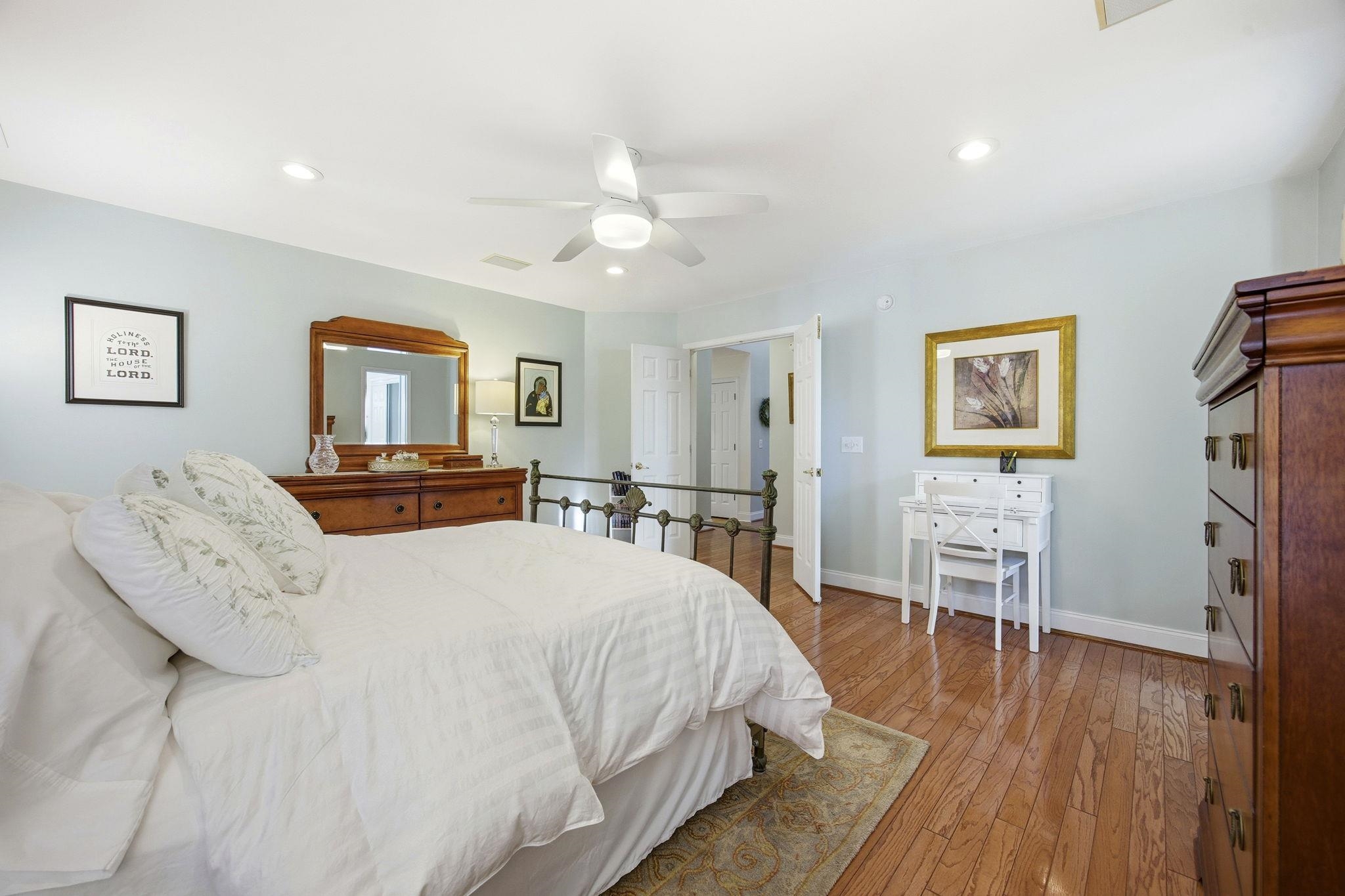 1301 Regent Terrace North Surfside Beach, SC 29575 - Photo 22 of 40 Bedroom featuring recessed lighting, light wood finished floors, and a ceiling fan