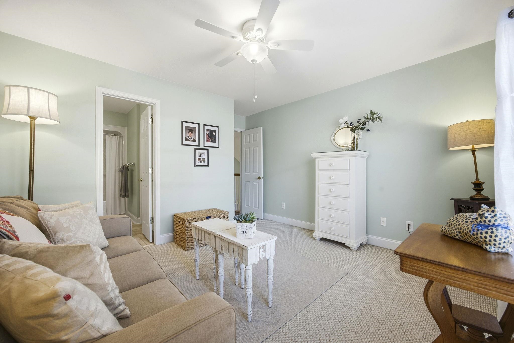 1301 Regent Terrace North Surfside Beach, SC 29575 - Photo 29 of 40 Living area with carpet floors and a ceiling fan