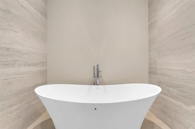 a bathroom with a bathtub