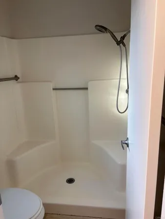 a bathroom with a bath tub and a shower
