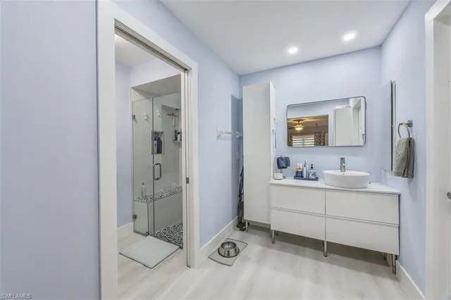 a bathroom with a shower