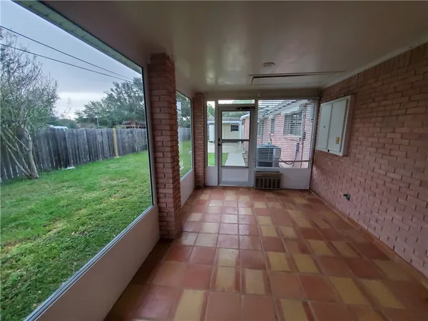 a view of porch with seating space