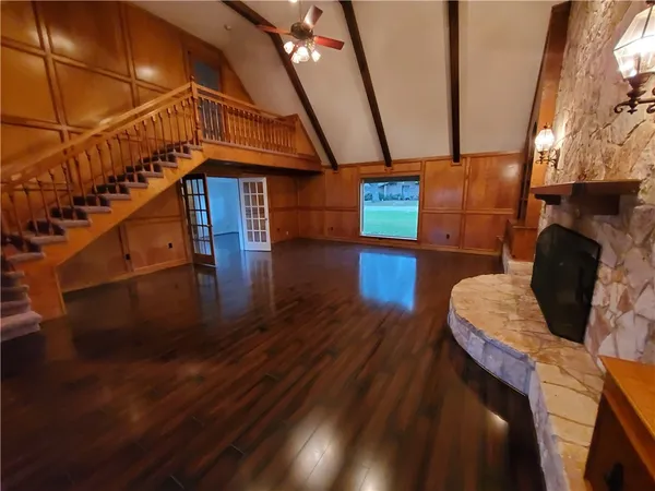 a balcony view with furniture