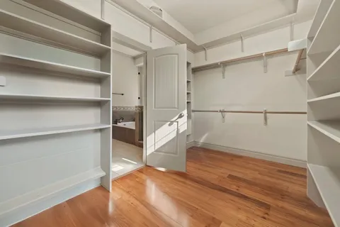 a view of an empty walk in closet