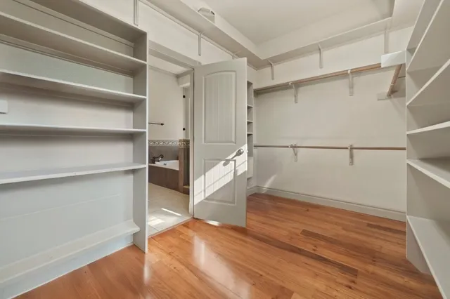 a view of an empty walk in closet