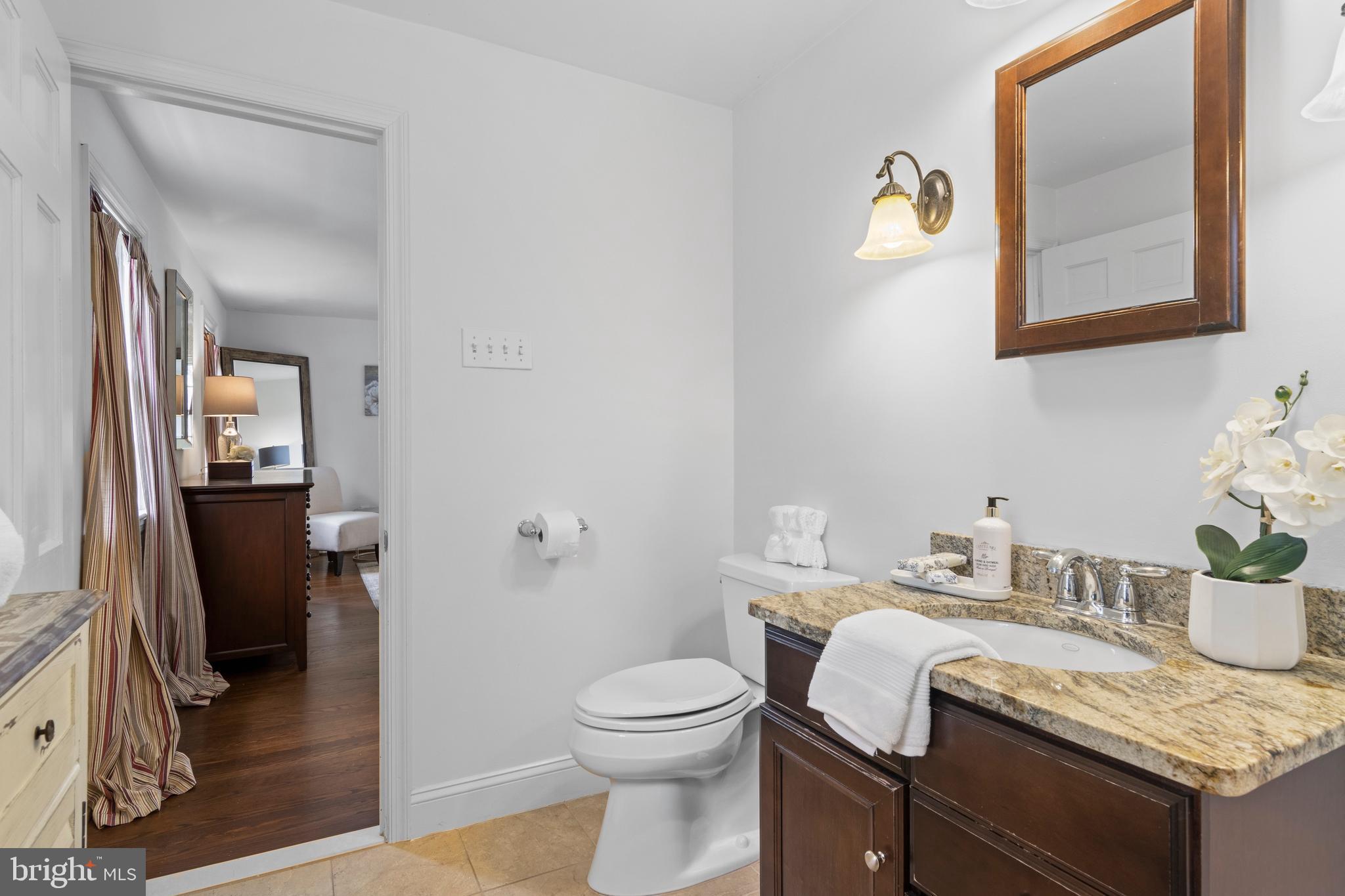 421 St Davids Road Wayne, PA 19087 - Photo 25 of 39 a bathroom with a granite countertop sink toilet and shower