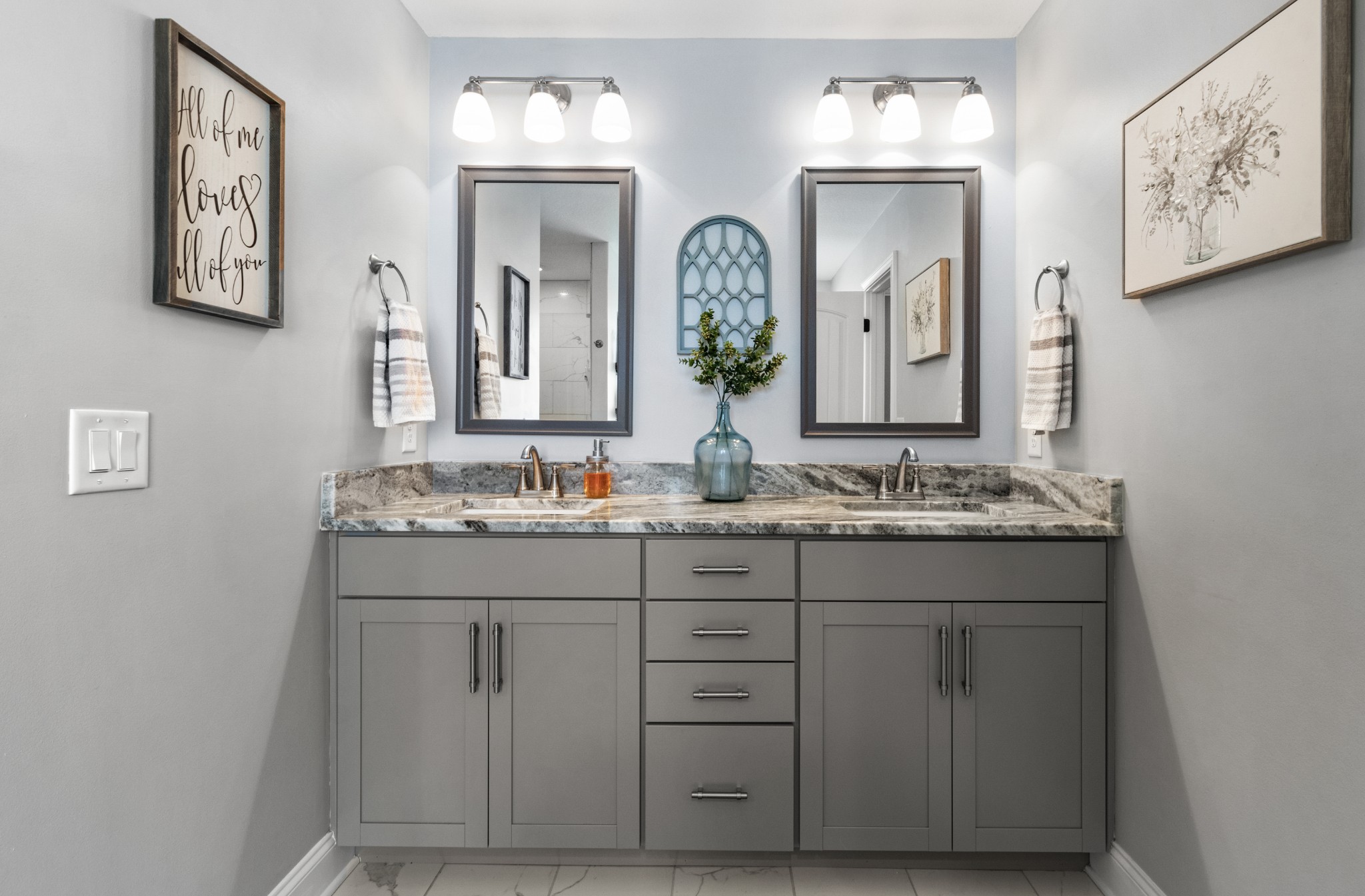 532 Bowden Drive Clarksville, TN 37043 - Photo 26 of 47 a bathroom with a granite countertop sink and a mirror