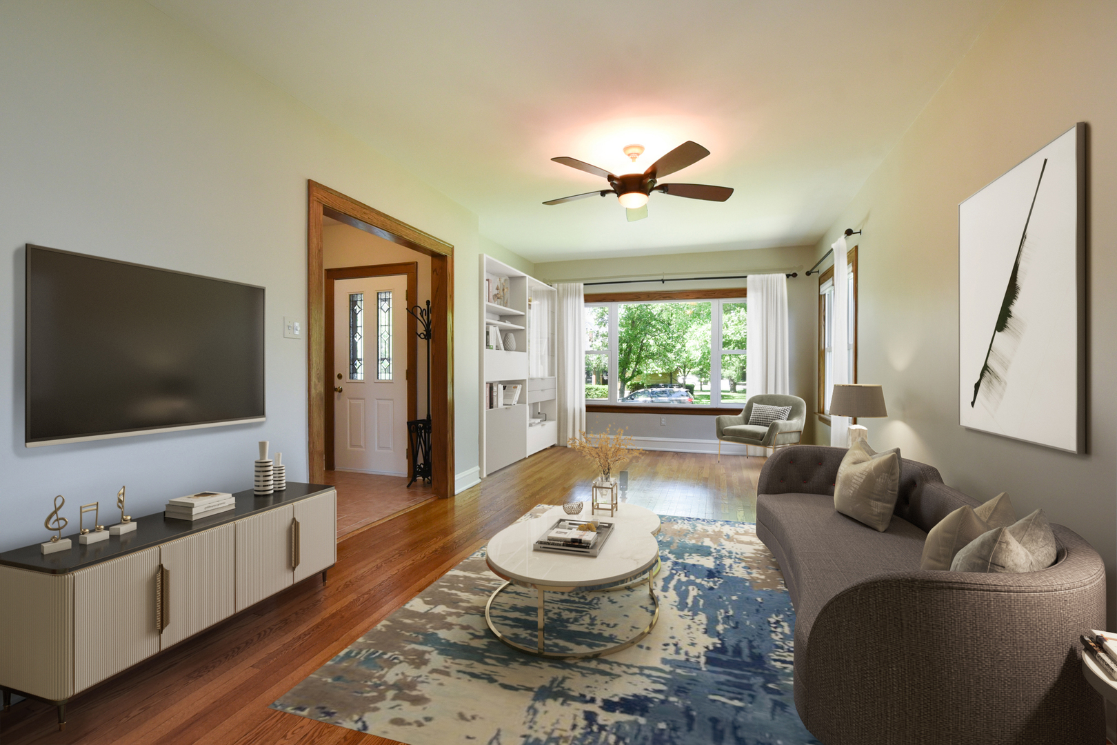347 Herrick Road Riverside, IL 60546 - Photo 3 of 28 a living room with furniture and a flat screen tv