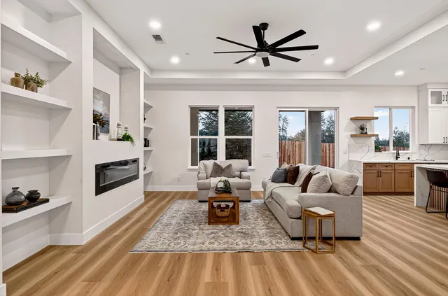 a living room with furniture