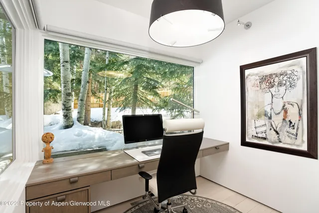 a living room with a large window