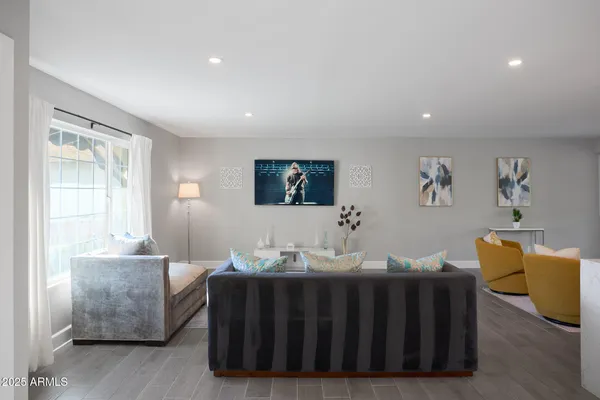 a living room with furniture