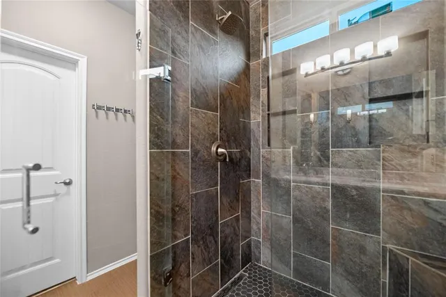 a bathroom with a shower