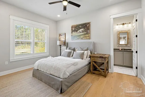 a room with a door and a mirror