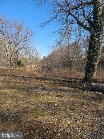 a view of a yard with wooden fence