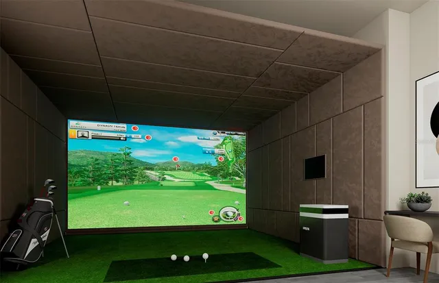 a view of a room with a flat tv screen and a swing chair