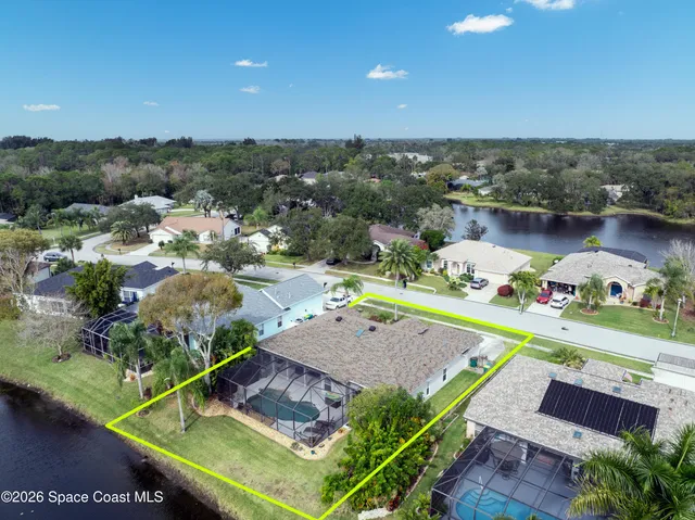 an aerial view of a house