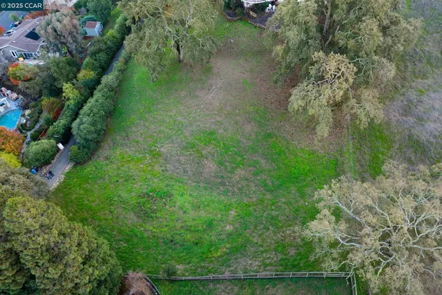 a view of a field of grass and trees