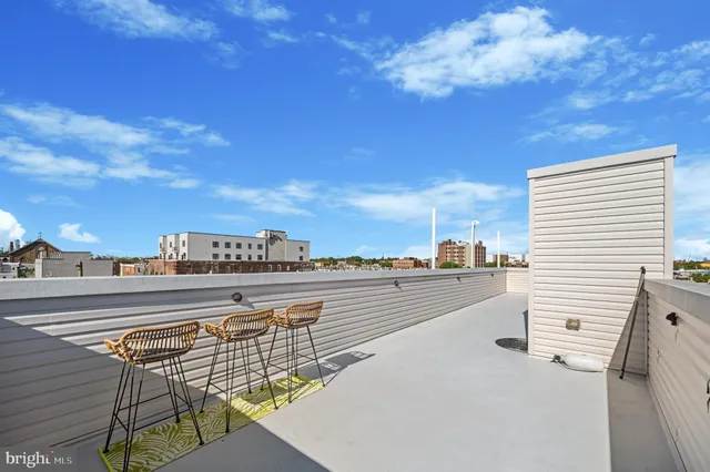 a view of a terrace with sky view