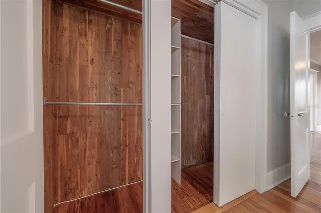 a view of a wooden door