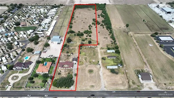 an aerial view of city and street