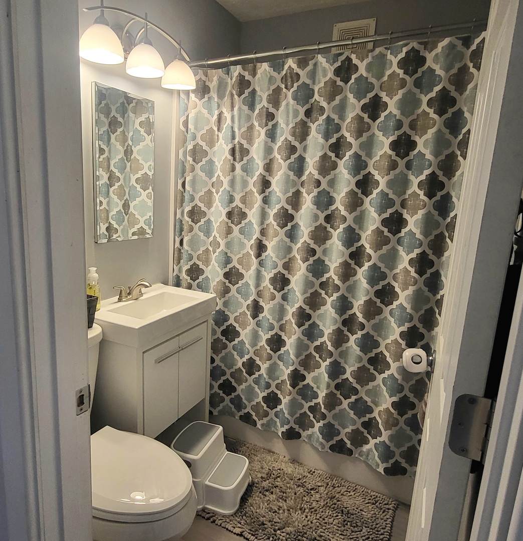 623 South Yates Avenue Kankakee, IL 60901 - Photo 10 of 17 a white toilet sitting next to a shower curtain