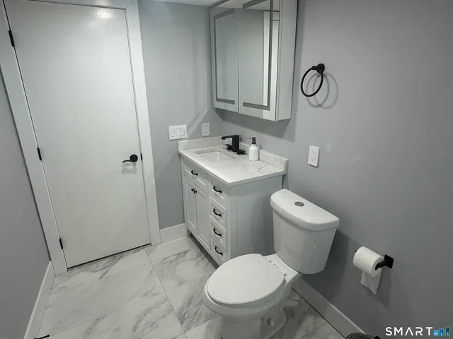 a white toilet sitting next to a bathroom sink