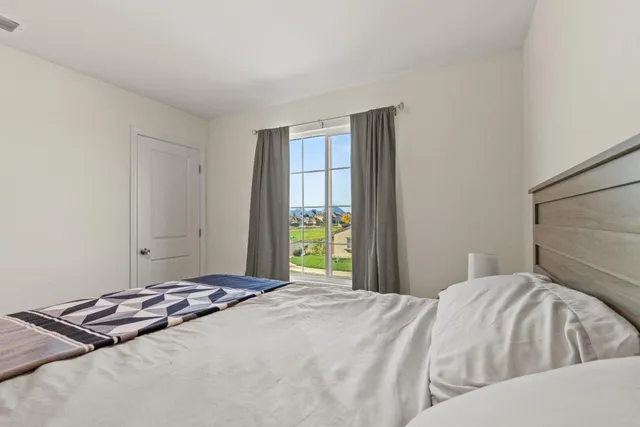 an empty room with a workbench